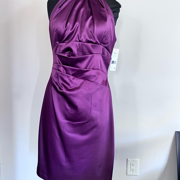 Eliza J Violet Satin Midi Dress - Picture 7 of 7